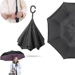 Pööratud vihmavari C-kujulise käepidemega hind ja info | Meeste vihmavarjud | kaup24.ee