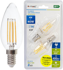 Led lamp 2-pakk E14/4 W/400 lm/4 W/Filament Candle hind ja info | Lambipirnid, lambid | kaup24.ee