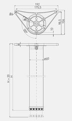 Kroomitud lauajalg H-710 mm, D-60 mm hind ja info | Mööblijalad | kaup24.ee