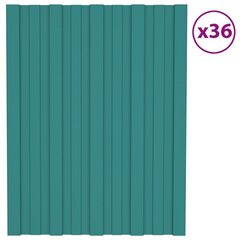 vidaXL katusepaneel 36 tk, tsingitud terasest, roheline, 60 x 45 cm hind ja info | Katuse aluskatted | kaup24.ee