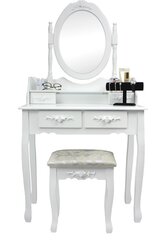 Vintage stiilis - valge tualettlaud peegli ja poufiga hind ja info | Tualettlauad | kaup24.ee