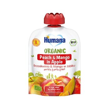 Õunapüree virsikute ja mangoga Humana Bio, 90 g x 10 hind ja info | Püreed | kaup24.ee