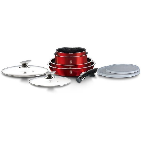 9 piece cookware set BERLINGER HAUS BH/6145l, red tagasiside