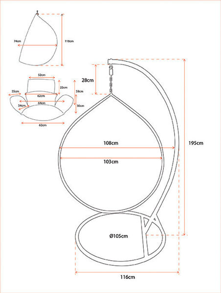 Подвесное кресло кокон размеры чертежи