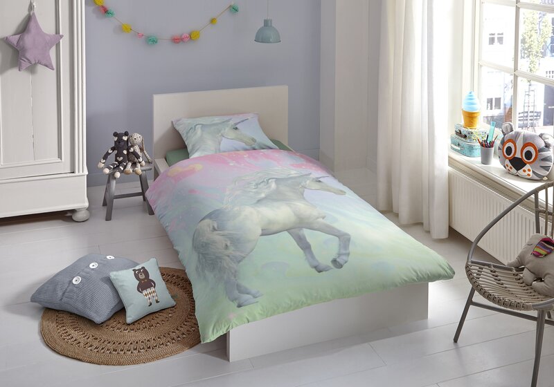 Laste voodipesukomplekt 2-osaline GOOD MORNING Unicorn, 140x200 cm hind