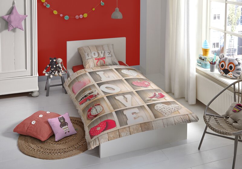Laste voodipesukomplekt 2-osaline GOOD MORNING Love, 135x200 cm hind