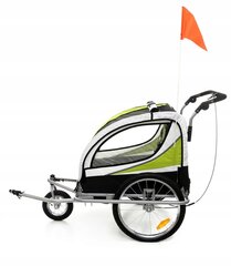 Jalgrattakäru lastele, millel on amortisaatorid ja pöörlev esiratas BabyMaxi, roheline hind ja info | Jalgrattakärud | kaup24.ee