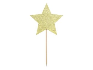 Tikukaunistus Stars Gold 11,5 cm (1 pakk/ 6 tk) hind ja info | Ühekordsed nõud | kaup24.ee