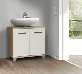 Нижний шкафчик Forte Veris VERZ12-Q34, белый/цвет дуба цена и информация | Шкафчики для ванной | kaup24.ee