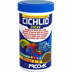 Pulgad tsüklididele Prodac Cichlid Sticks 1200ml 450g hind ja info | Toit kaladele | kaup24.ee