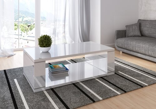 Kohvilaud ADRK Furniture Liliana, valge läikiv hind ja info | Diivanilauad | kaup24.ee