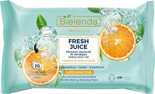 Niisked salvrätikud apelsinimahlaa Bielenda Fresh Juice 20 tk hind ja info | Näopuhastusvahendid | kaup24.ee