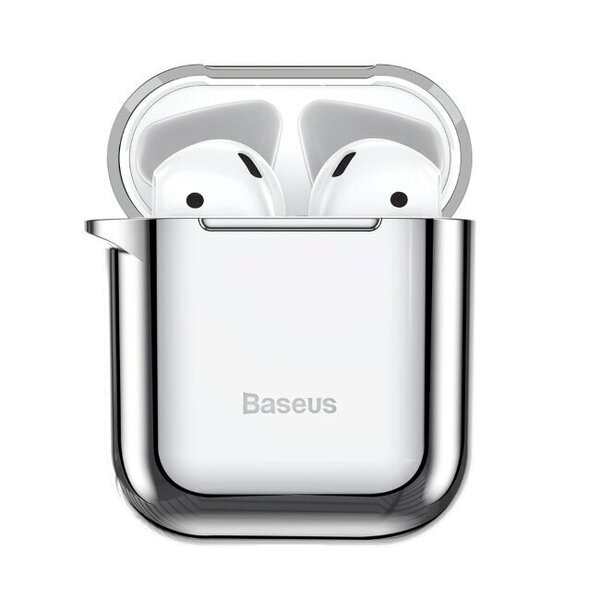 Ümbris Baseus Metallic Shining Ultra-thin Silicone Protector Case with Hook for Airpods, Silver Internetist