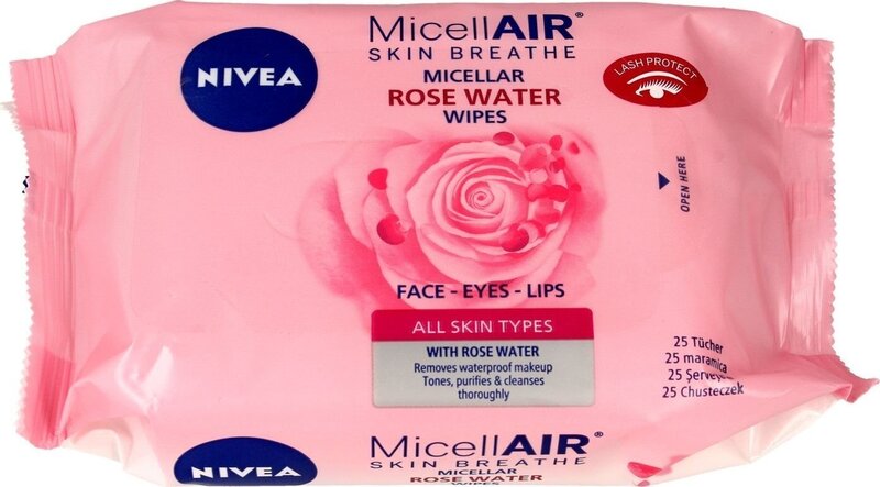 Mitsellaarsed niisked meigieemaldus salvrätikud Nivea Micell Air Skin Breathe Rose Water, 25 tk hind ja info | Näopuhastusvahendid | kaup24.ee