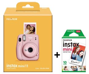 Kiirpildikaamera Fujifilm Instax Mini 11 + Instax Mini Glossy (10tk) , Blush Pink hind ja info | Kiirpildikaamerad | kaup24.ee