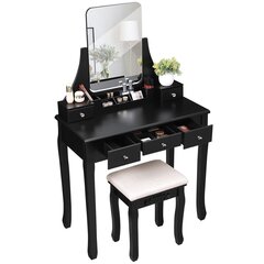 Kosmeetikalaud tooliga Songmics 137,5 cm, must hind ja info | Tualettlauad | kaup24.ee