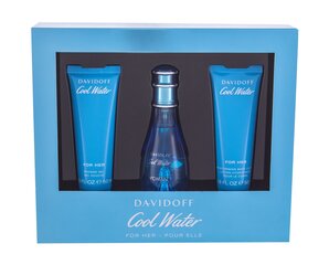 Komplekt Davidoff Cool Water: EDT naistele 50 ml + ihupiim 50 ml + dušigeel 50 ml hind ja info | Naiste parfüümid | kaup24.ee
