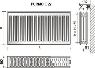 Keskkütteradiaator PURMO C 22, 600x800 mm hind ja info | Keskkütteradiaatorid, konvektorid | kaup24.ee