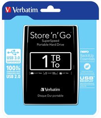 Väline kõvaketas Verbatim Store 'n' Go 2,5'' 1TB USB3.0 hind ja info | Välised kõvakettad (SSD, HDD) | kaup24.ee