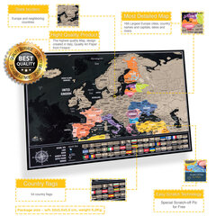 Euroopa kraapekaart hind ja info | Maailmakaardid | kaup24.ee