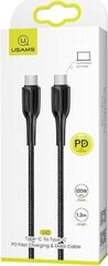 Usams U42 USB-C PD kiirlaadimiskaabel tsingikorpusega 100W, must hind ja info | Mobiiltelefonide kaablid | kaup24.ee