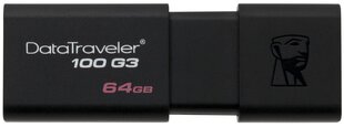 Atmintinė KINGSTON DataTraveler 100 G3 64 GB, USB 3.0 hind ja info | Mälupulgad | kaup24.ee