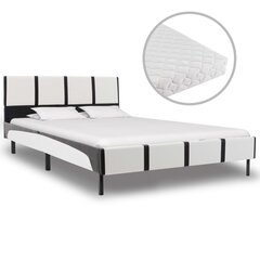 vidaXL voodi madratsiga, valge ja must, kunstnahk, 120 x 200 cm hind ja info | Voodid | kaup24.ee
