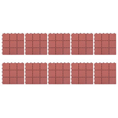 vidaXL terrassiplaadid 10 tk, punane, 30,5 x 30,5 cm, plast hind ja info | Terrassipõrandad | kaup24.ee