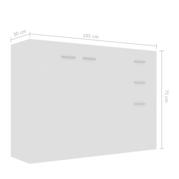 vidaXL puhvetkapp, valge 105 x 30 x 75 cm, puitlaastplaat hind ja info | Elutoa väikesed kapid | kaup24.ee