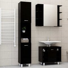 vidaXL 3-osaline vannitoamööbel, kõrgläikega, must, puitlaastplaat hind ja info | Vannitoa komplektid | kaup24.ee