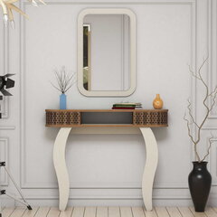 Laua ja peegli komplekt Kalune Design 845, beež värv / pruun hind ja info | Tualettlauad | kaup24.ee