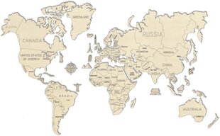 Puidust maailmakaart Wooden city, 46 tk hind ja info | Maailmakaardid | kaup24.ee