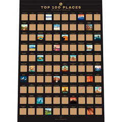 Kraabitav plakat EnnoVatti "TOP 100 PLACES" hind ja info | Maailmakaardid | kaup24.ee
