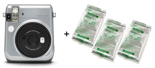Kiirpildikaamera Fujifilm Instax Mini 70 + Instax Mini Glossy (30tk) , Silver hind ja info | Kiirpildikaamerad | kaup24.ee