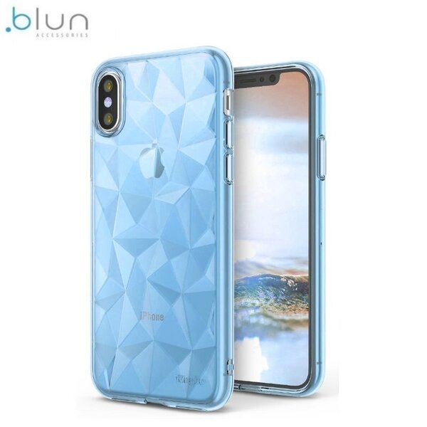 Blun 3D Prism Shape Super Thin Silicone Back cover case for Apple iPhone X / iPhone XS Blue