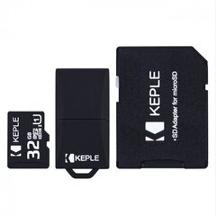 Mälukaart 32GB microSD KEPLE koos USB- ja SD adapteritega hind ja info | Mobiiltelefonide mälukaardid | kaup24.ee