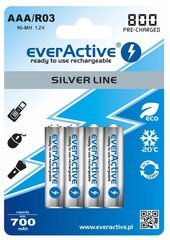 Akud everActive Silver Line Ready to Use 800mAh AAA, 4 tk hind ja info | Patareid | kaup24.ee