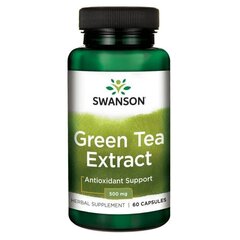 Toidulisand Swanson rohelise tee ekstraktiga 500 mg, 60 kapslit hind ja info | Vitamiinid, toidulisandid, immuunsuse preparaadid | kaup24.ee