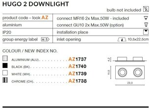 Azzardo süvistatav valgusti AZ1739 Hugo 2 hind ja info | Süvistatavad ja LED valgustid | kaup24.ee