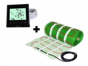 Põrandaküttevõrk Wellmo MAT (suurus 0,5 m2) + programmeeritav termostaat Wellmo WTH-51.36 NEW BLACK (must) hind ja info | Põrandaküte | kaup24.ee