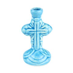 Keraamiline küünlajalg "Väike rist" helesinine hind ja info | Kiriku varustus | kaup24.ee
