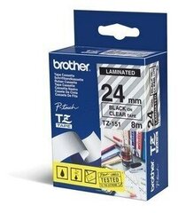 Lint Brother TZE-151 24mm/8m must tekst läbip.põhi hind ja info | Printeritarvikud | kaup24.ee