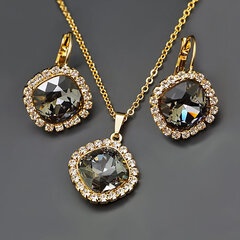 Ehete komplekt naistele DiamondSky Glare III Silver Night Swarovski kristallidega hind ja info | Ehete komplektid | kaup24.ee