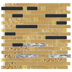 vidaXL mosaiikplaadid 22 tk must, kuldne 30x30 cm klaas hind ja info | Seinaplaadid | kaup24.ee