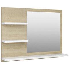 vidaXL vannitoapeegel, valge, Sonoma tamm 60x10,5x45 cm puitlaastplaat hind ja info | Vannitoa peeglid | kaup24.ee