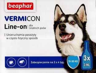 Ektoparasiitide vastased tilgad koertele Beaphar Vermicon Dog M 15-30 kg, 3x3 ml hind ja info | Toidulisandid ja parasiitide vastased tooted | kaup24.ee